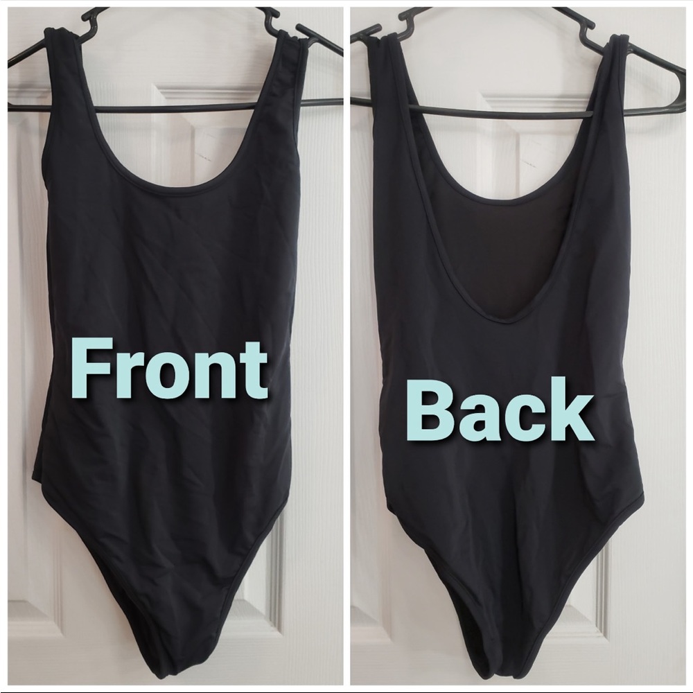 Black one piece bathing suit